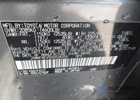 2013 Toyota Rav4 Xle from USA, damaged, VIN JTMRFREV5DD028258